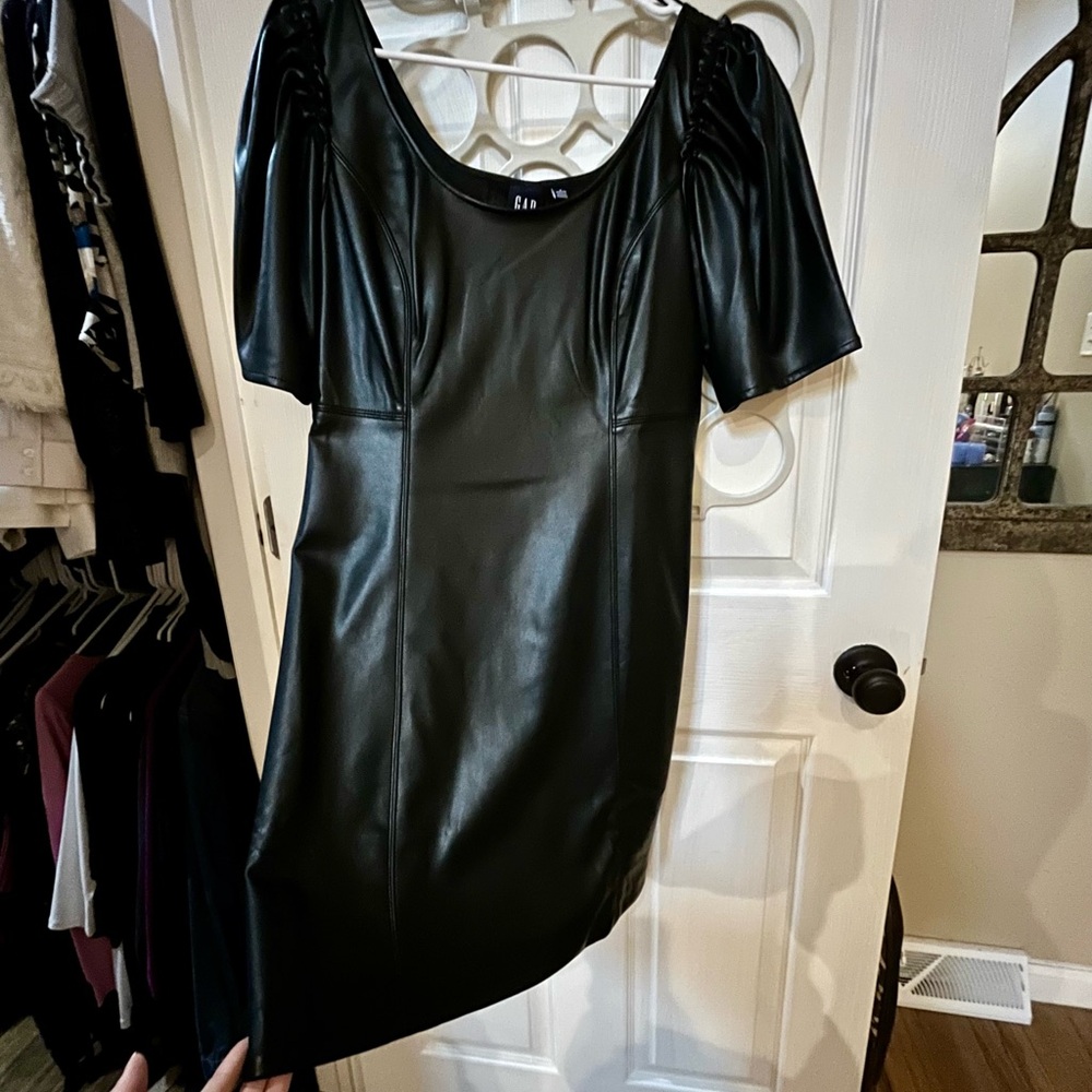 GAP Vegan Leather Puff Sleeve Mini Dress - Picture 9 of 12